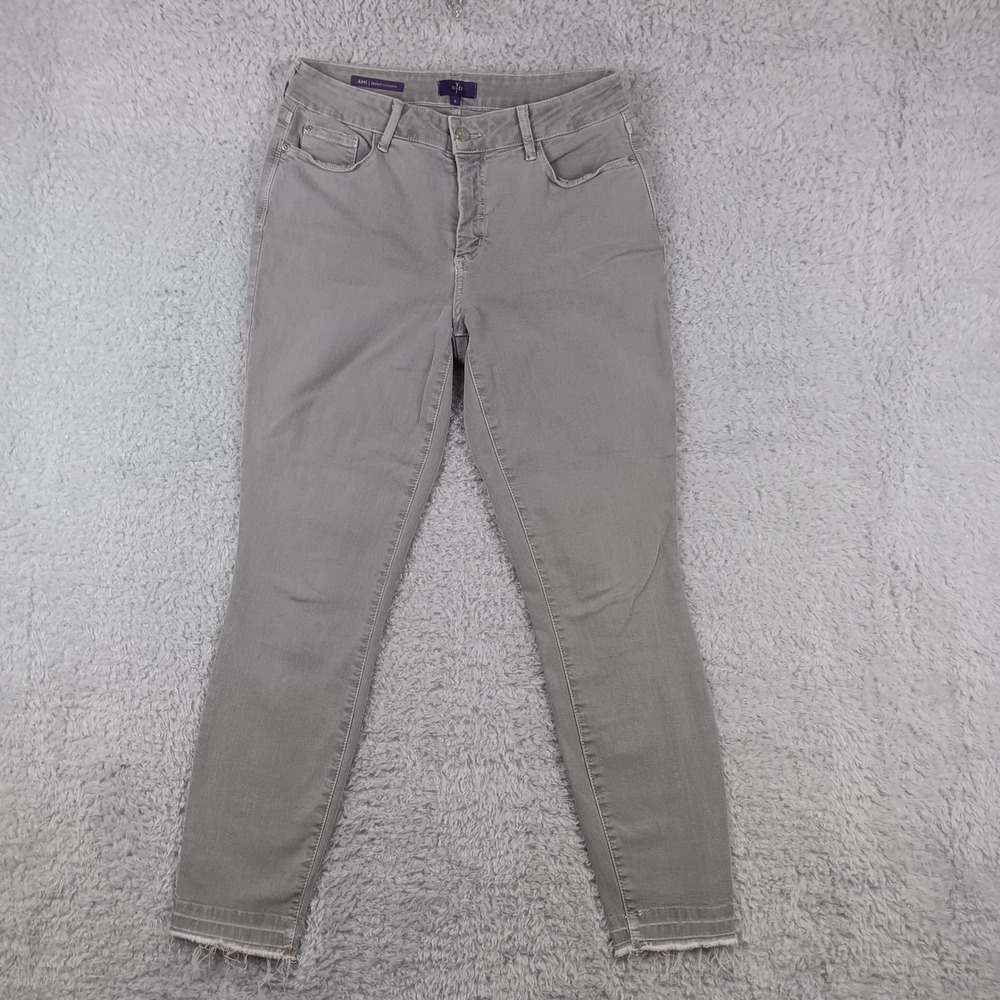 NYDJ Ami Skinny Legging‎ Grey High Rise Raw Hem Jeans Womens Size 8